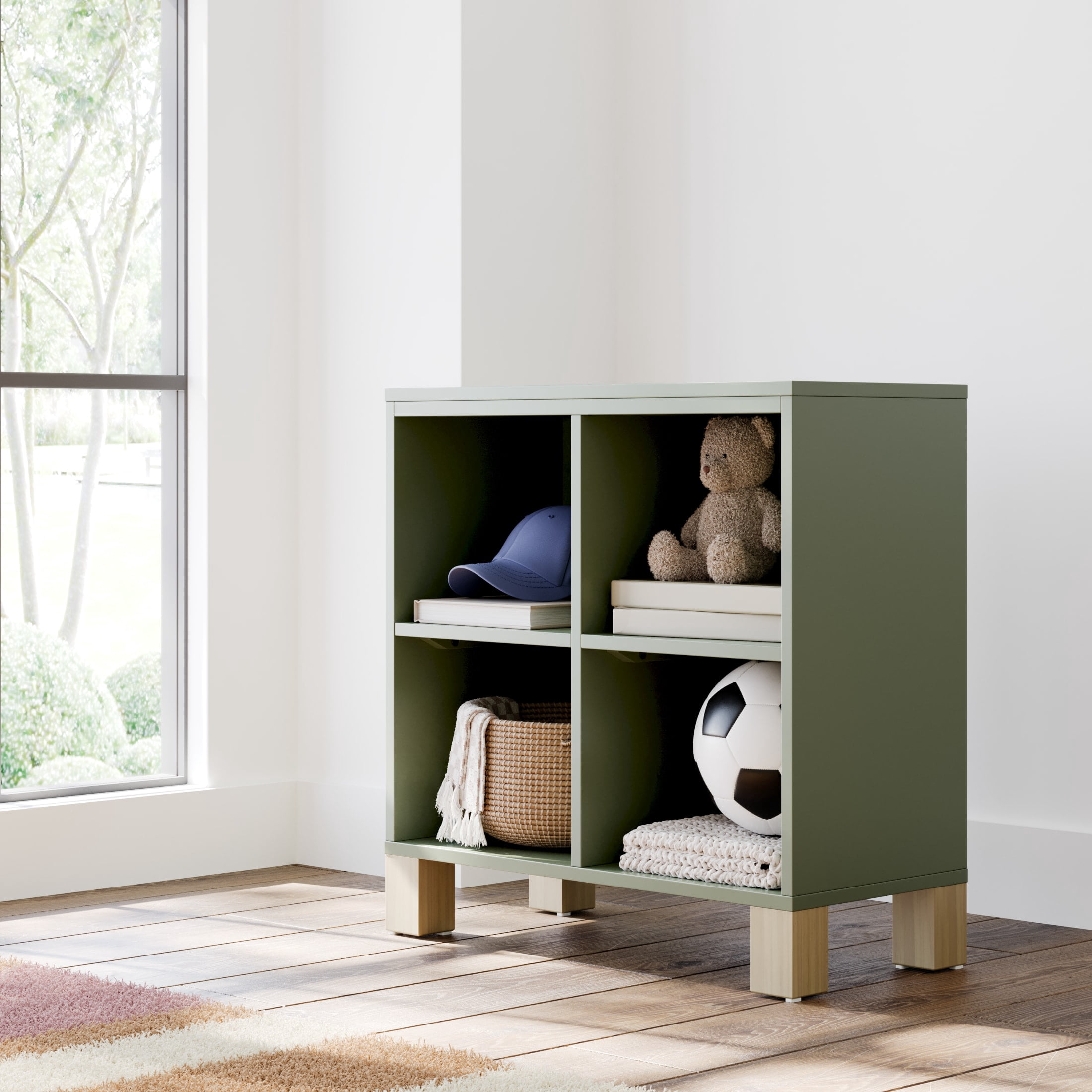 Storkcraft California Cube Organizer Bookcase, Olive and Driftwood