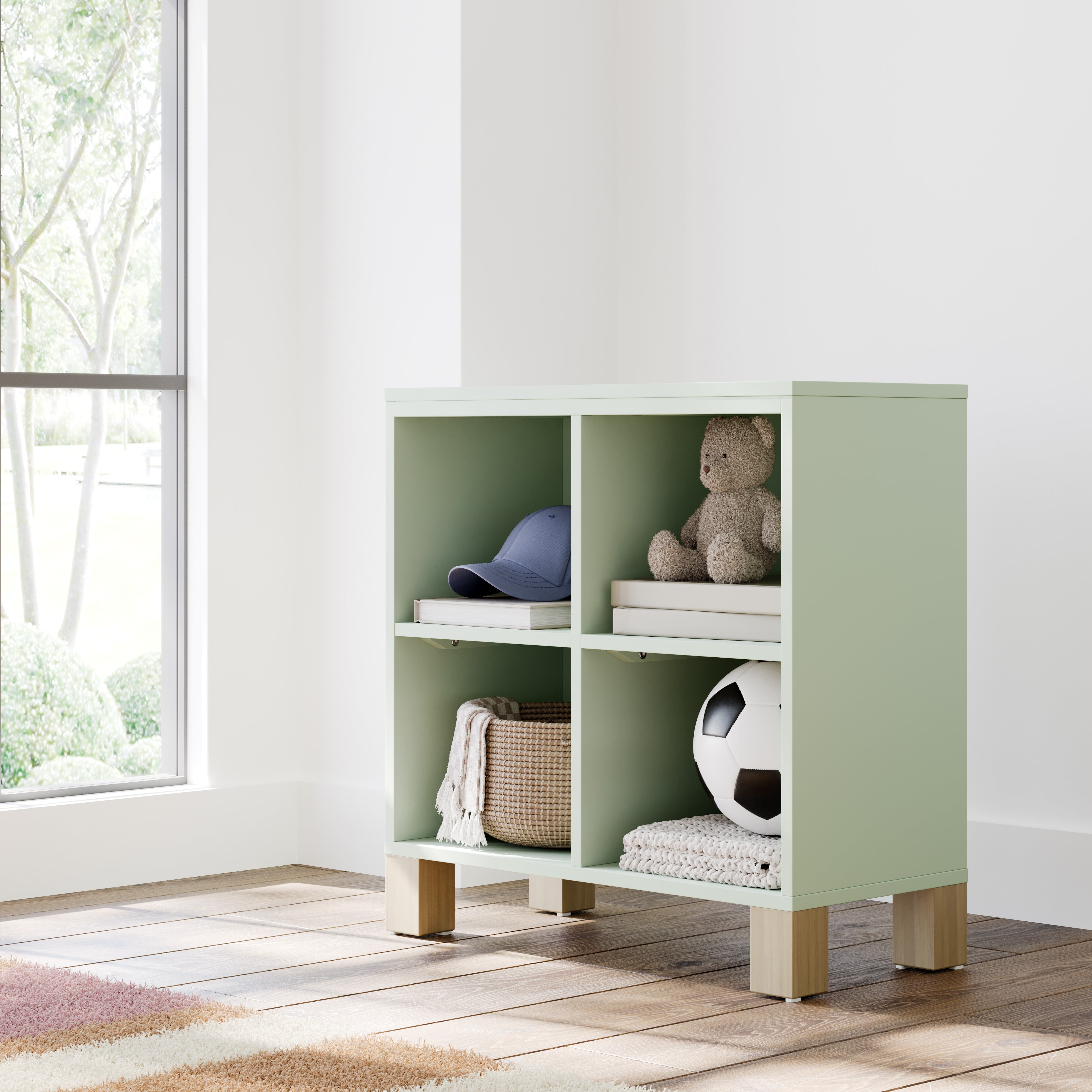 Storkcraft California Cube Organizer Children's Bookcase, Sage with Driftwood