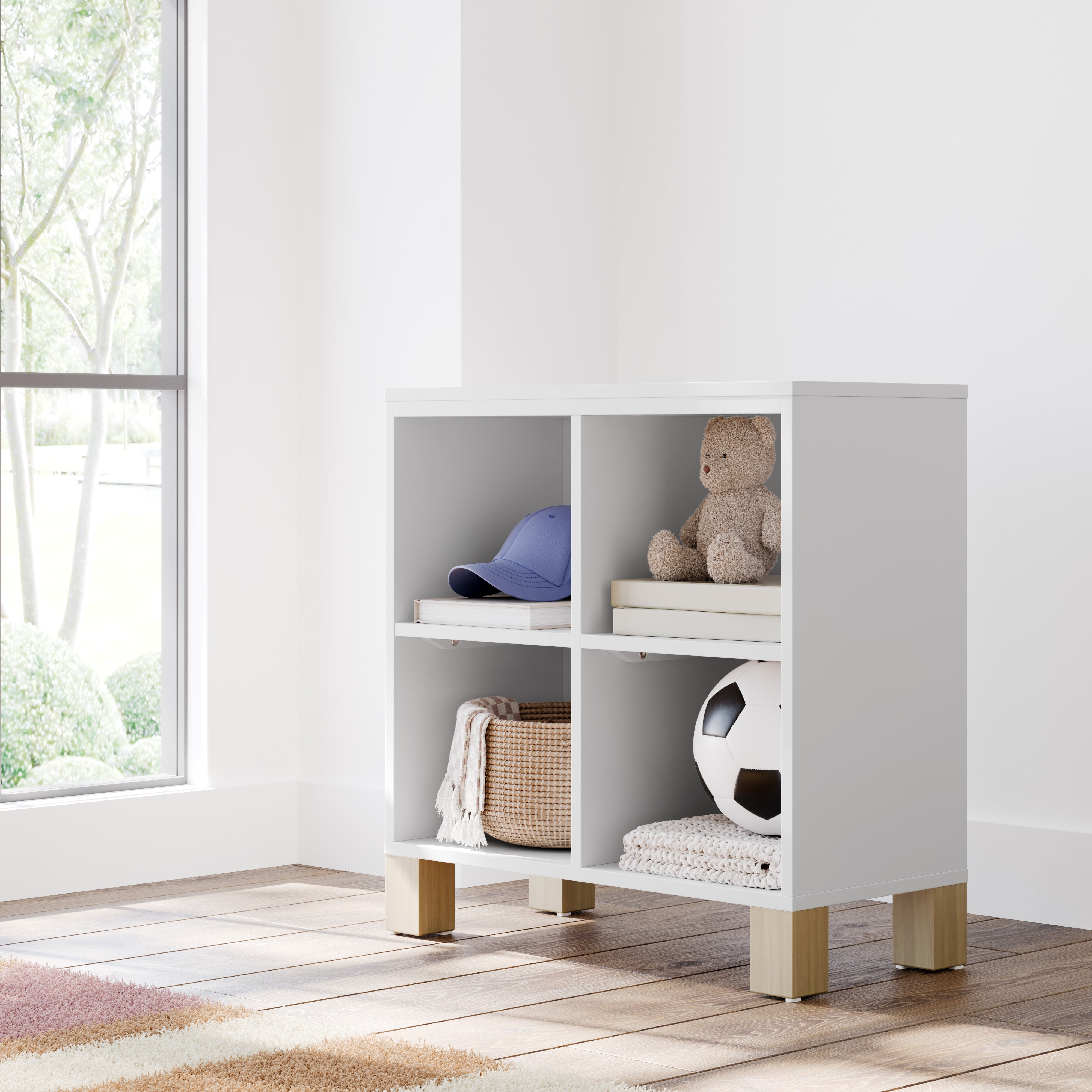 Storkcraft California Cube Organizer Children's Bookcase, White with Driftwood
