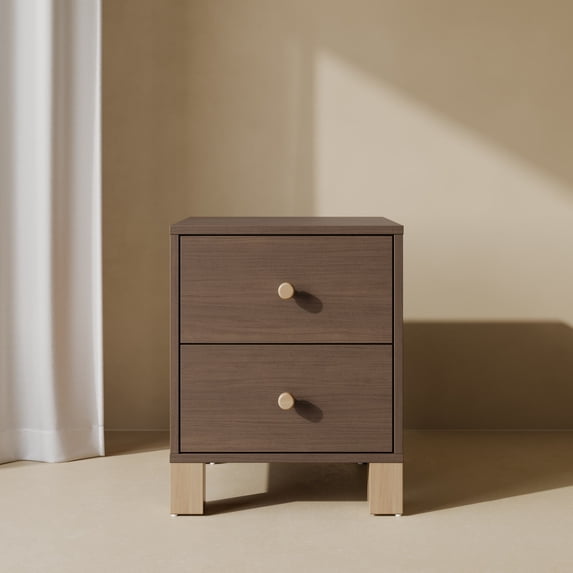 Storkcraft California 2 Drawer Nightstand, Hazelnut and Driftwood