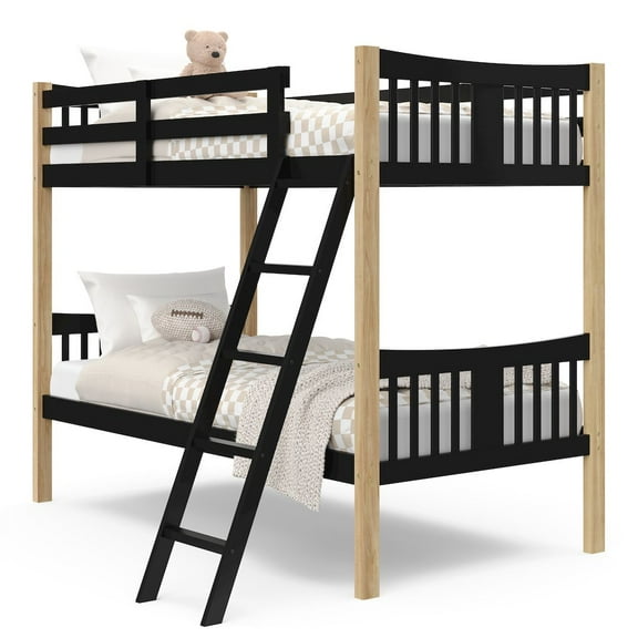 Storkcraft Caribou Twin over Twin Bunk Bed, Black with Natural