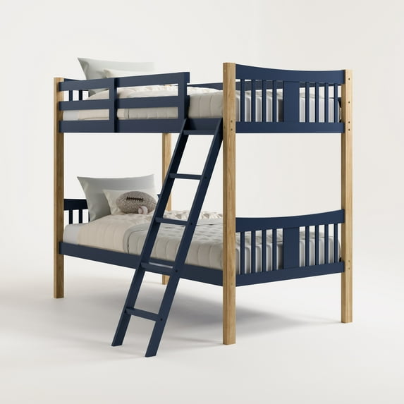 Storkcraft Caribou Twin-over-Twin Bunk Bed, Midnight Blue/Natural