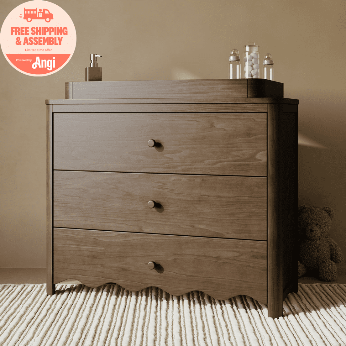 Art of Nursery by Storkcraft Casablanca 3 Drawer Chest with Removable Changing Topper, Hazelnut