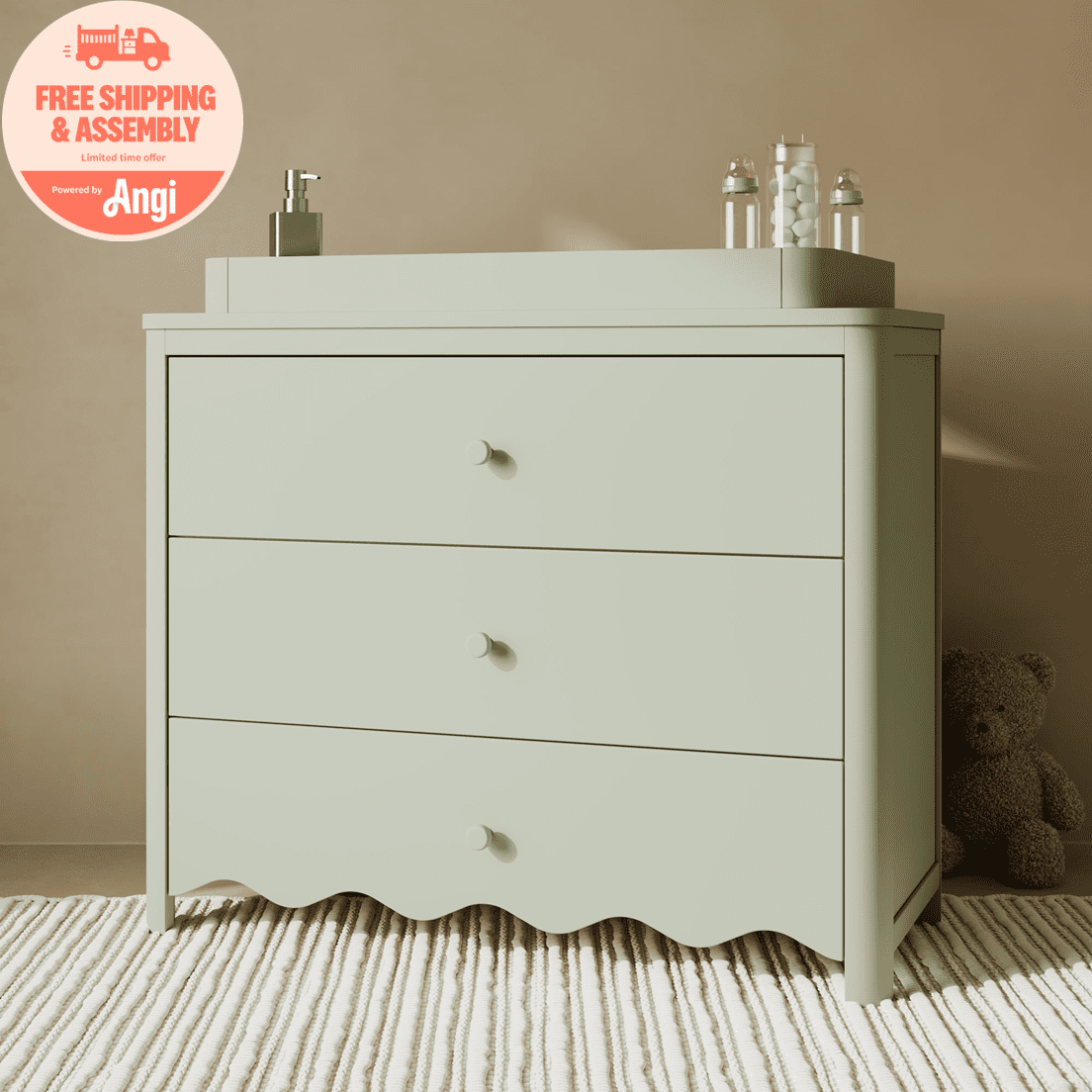 Art of Nursery by Storkcraft Casablanca 3 Drawer Chest with Removable Changing Topper, Sage