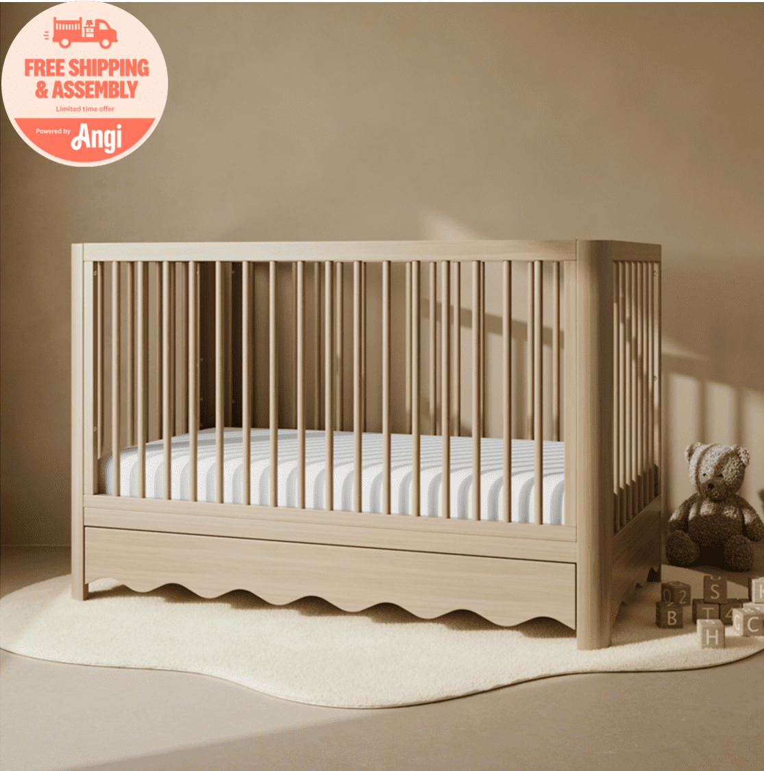 Art of Nursery by Storkcraft Casablanca 5-in-1 Convertible Baby Crib with Drawer, Driftwood