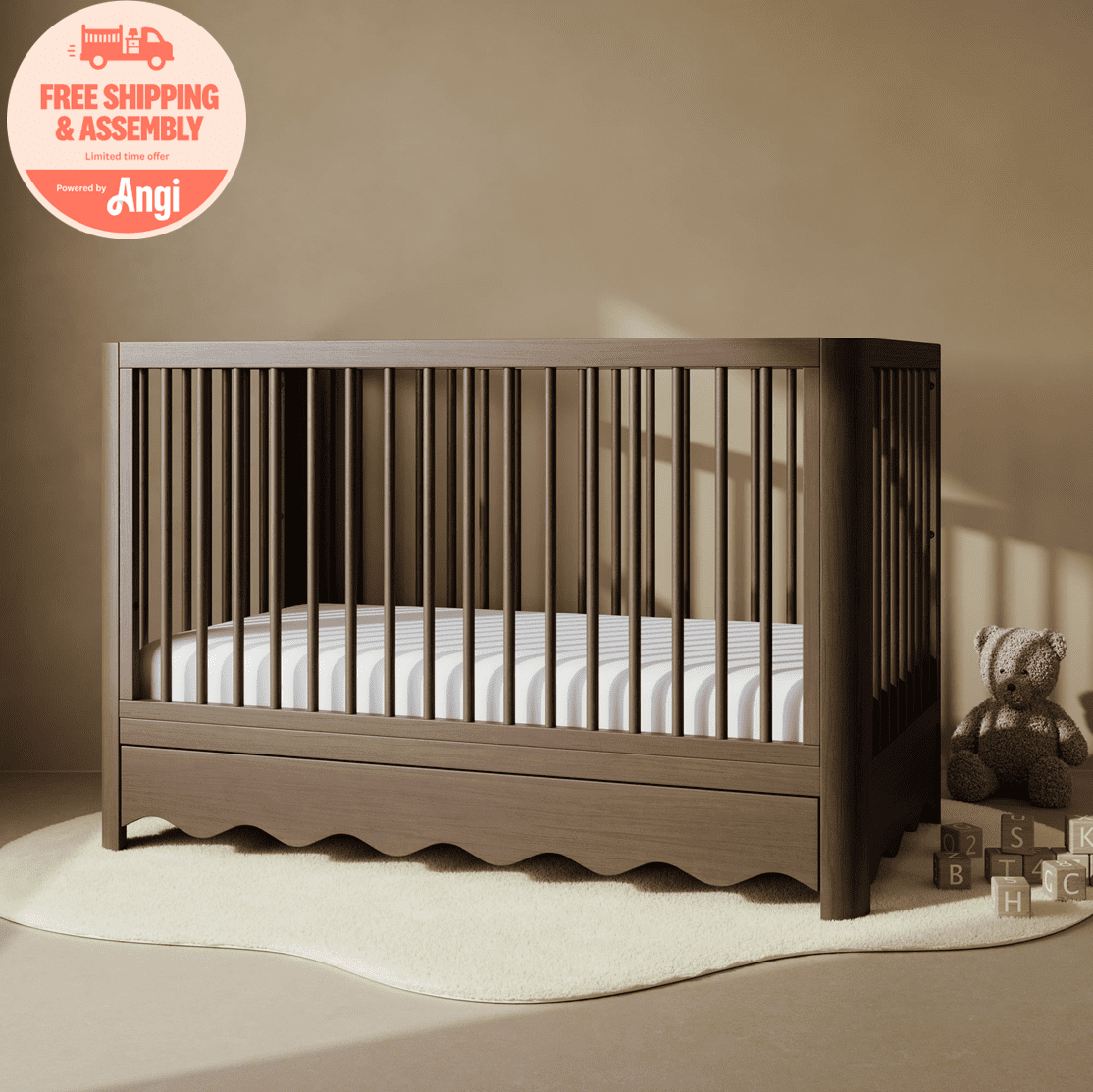 Art of Nursery by Storkcraft Casablanca 5-in-1 Convertible Baby Crib with Drawer, Hazelnut
