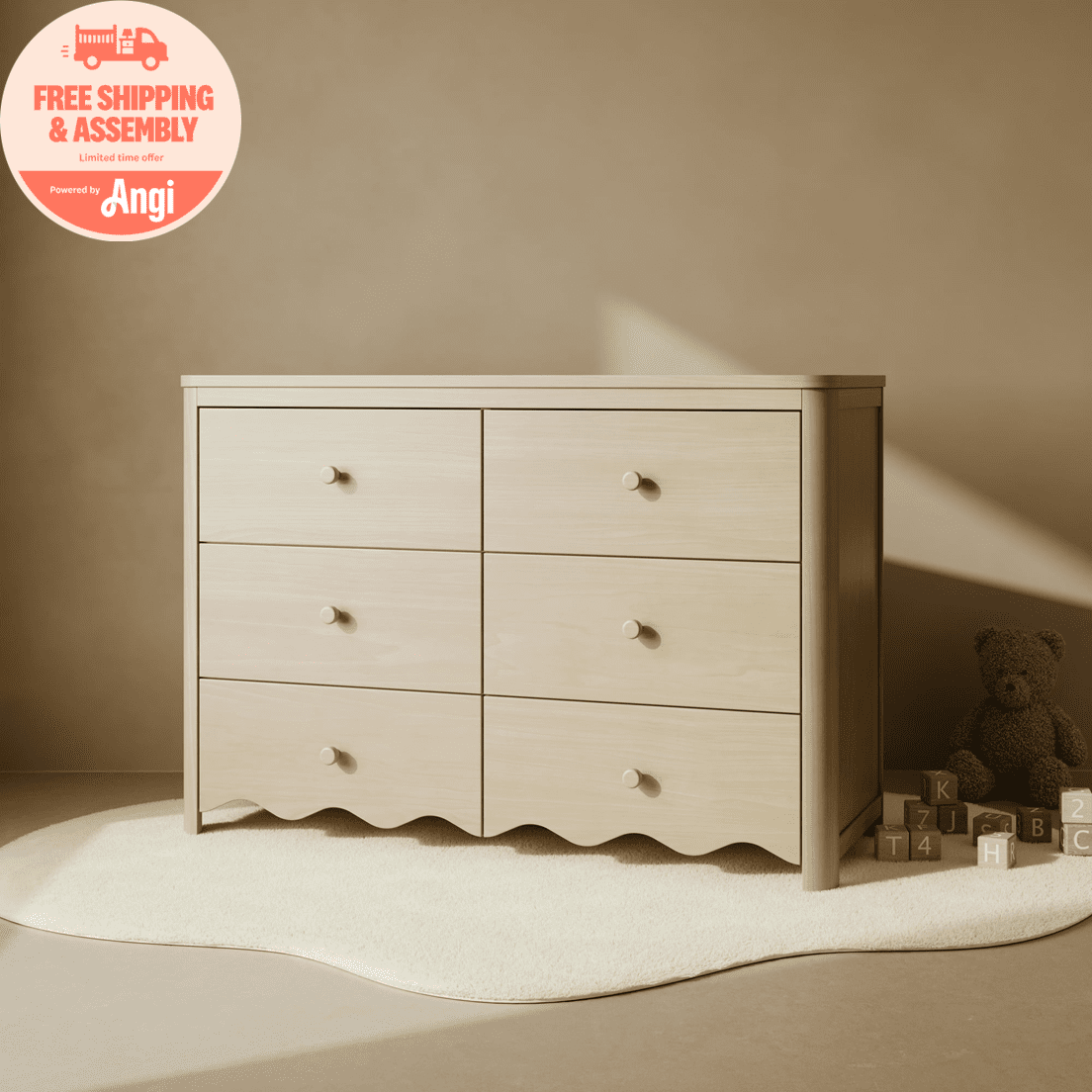 Art of Nursery by Storkcraft Casablanca 6 Drawer Nursery Dresser, Driftwood