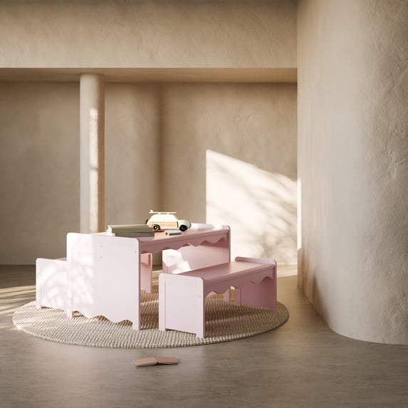 Storkcraft Casablanca Deluxe Montessori Indoor Children's Table and Bench Set, Blush