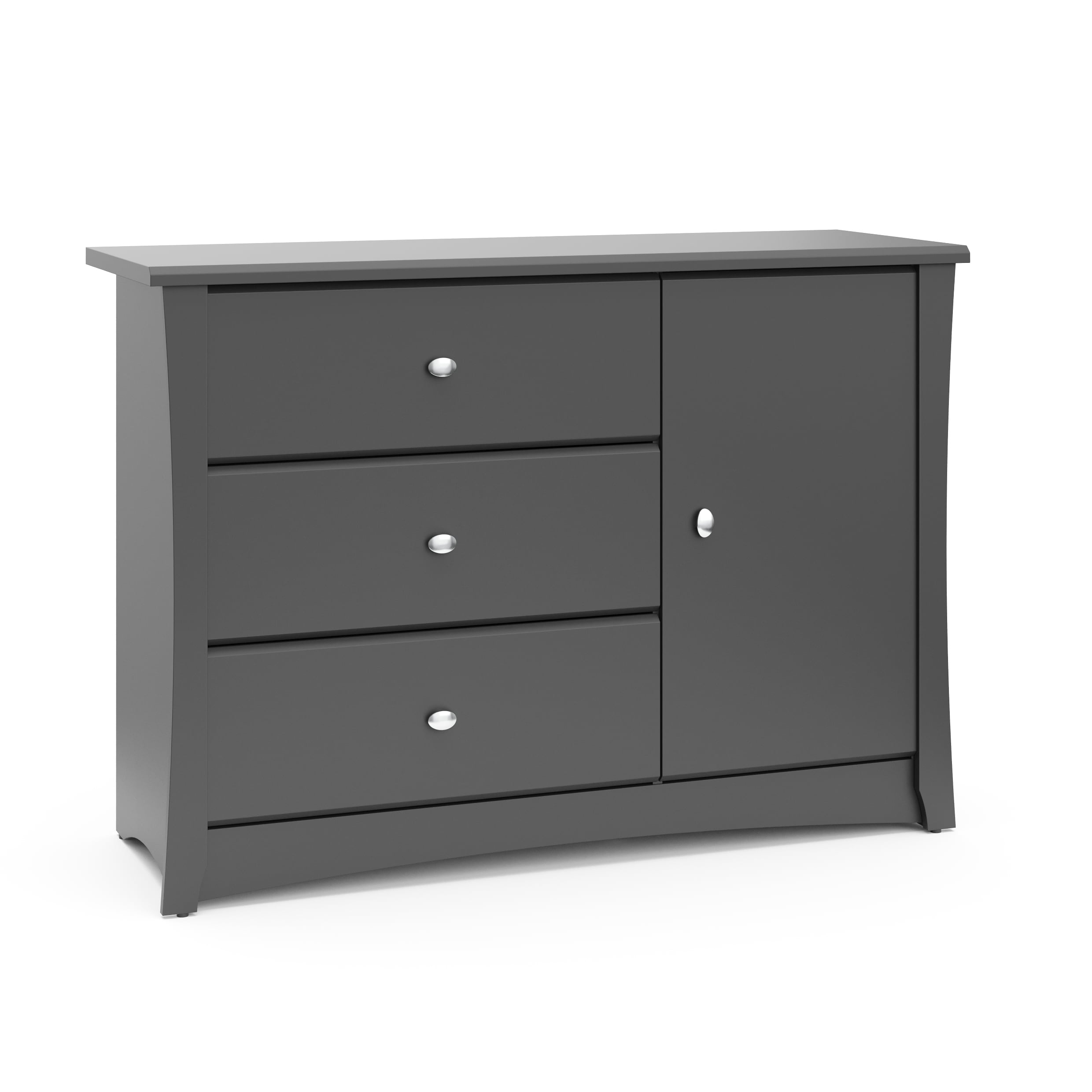 Storkcraft Crescent 3 Drawer Kids and Baby Combo Dresser Gray