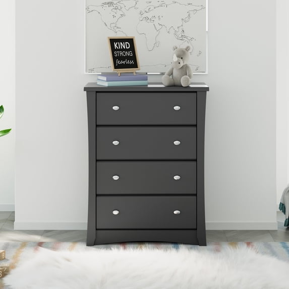 Storkcraft Crescent 4 Drawer Nursery Chest, Gray