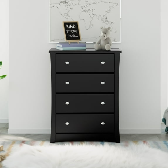 Storkcraft Crescent 4 Drawer Childrens Nursery Dresser, Black