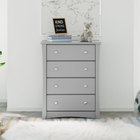 Storkcraft Crescent 4 Drawer Nursery Chest, Pebble Gray