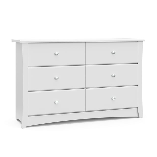 Storkcraft Crescent 6 Drawer Kids and Baby Double Dresser White