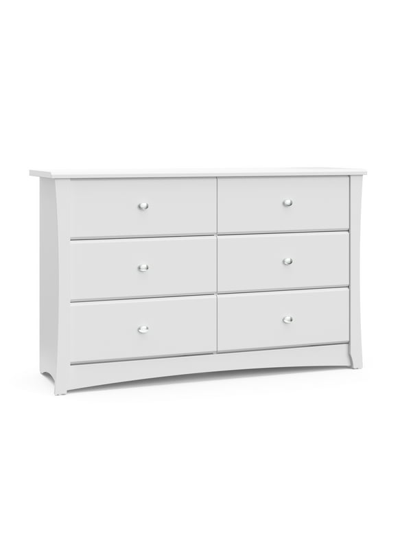 Storkcraft Crescent 6 Drawer Kids and Baby Double Dresser White