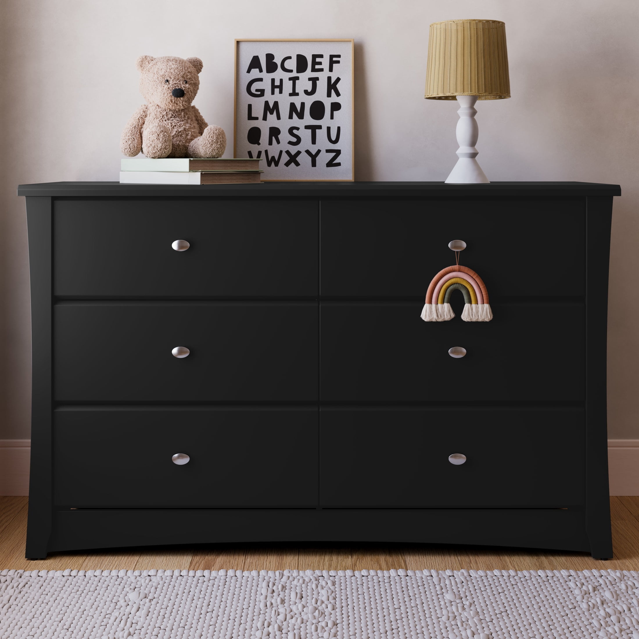 Storkcraft Crescent 6 Drawer Nursery Dresser, Black - Walmart.com