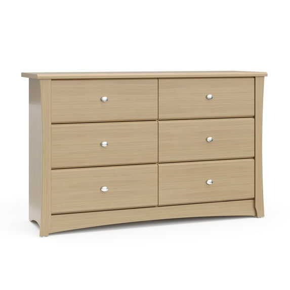 Storkcraft Crescent 6 Drawer Children's Nursery Double Dresser, Driftwood