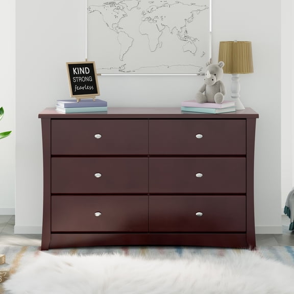 Storkcraft Crescent 6 Drawer Nursery Dresser, Espresso