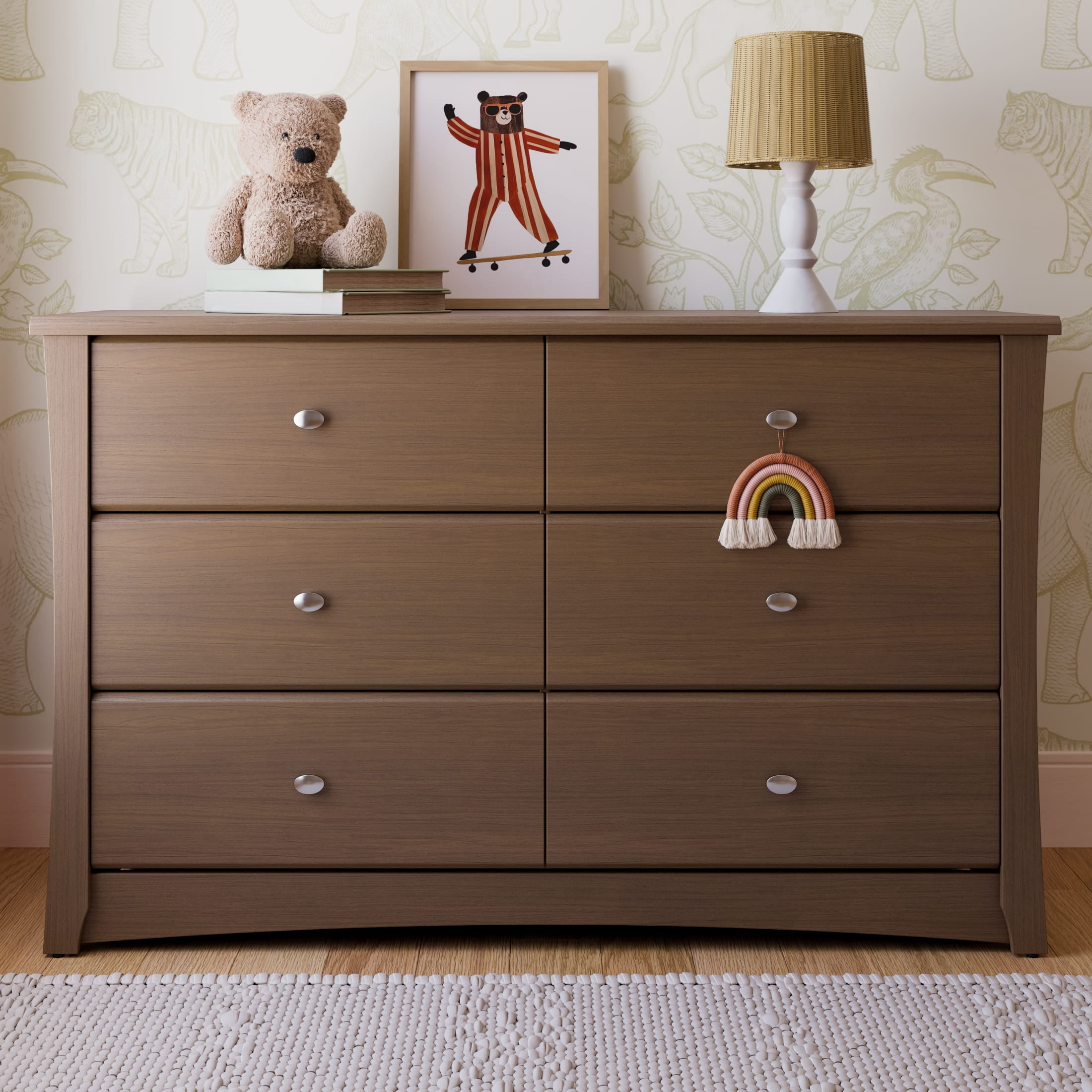Storkcraft Crescent 6 Drawer Nursery Dresser, Hazelnut - Walmart.com