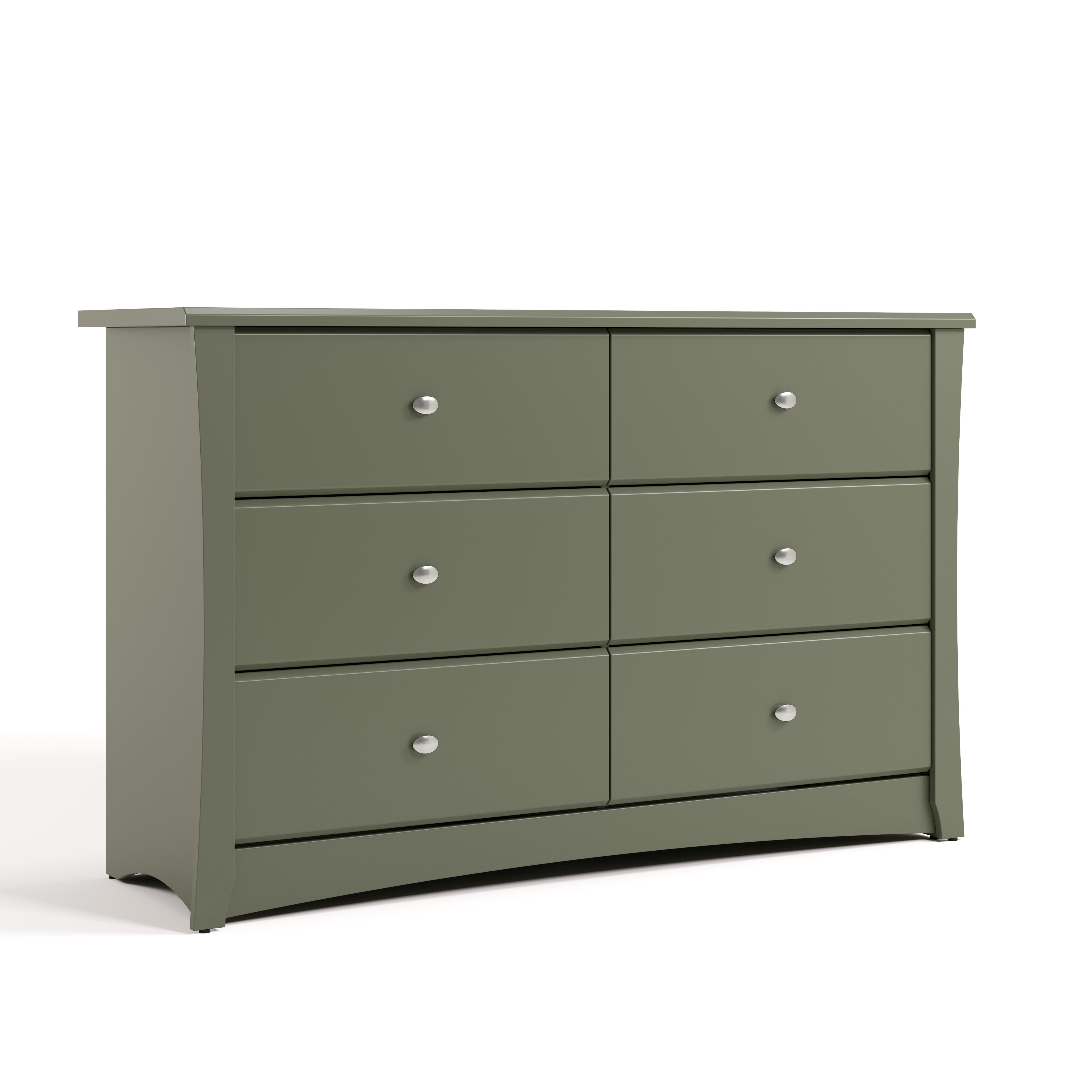 Olive Green Double Nursery Dresser with Silver Hardware