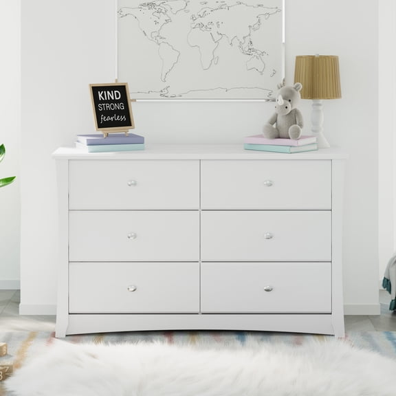 Storkcraft Crescent 6 Drawer Nursery Dresser, White