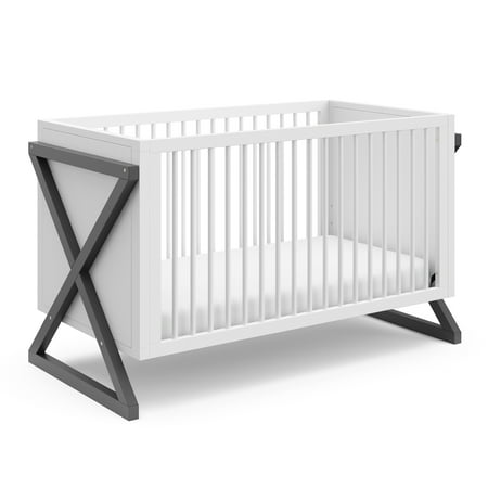 Storkcraft Equinox 3-in-1 Convertible Baby Crib, White/Gray