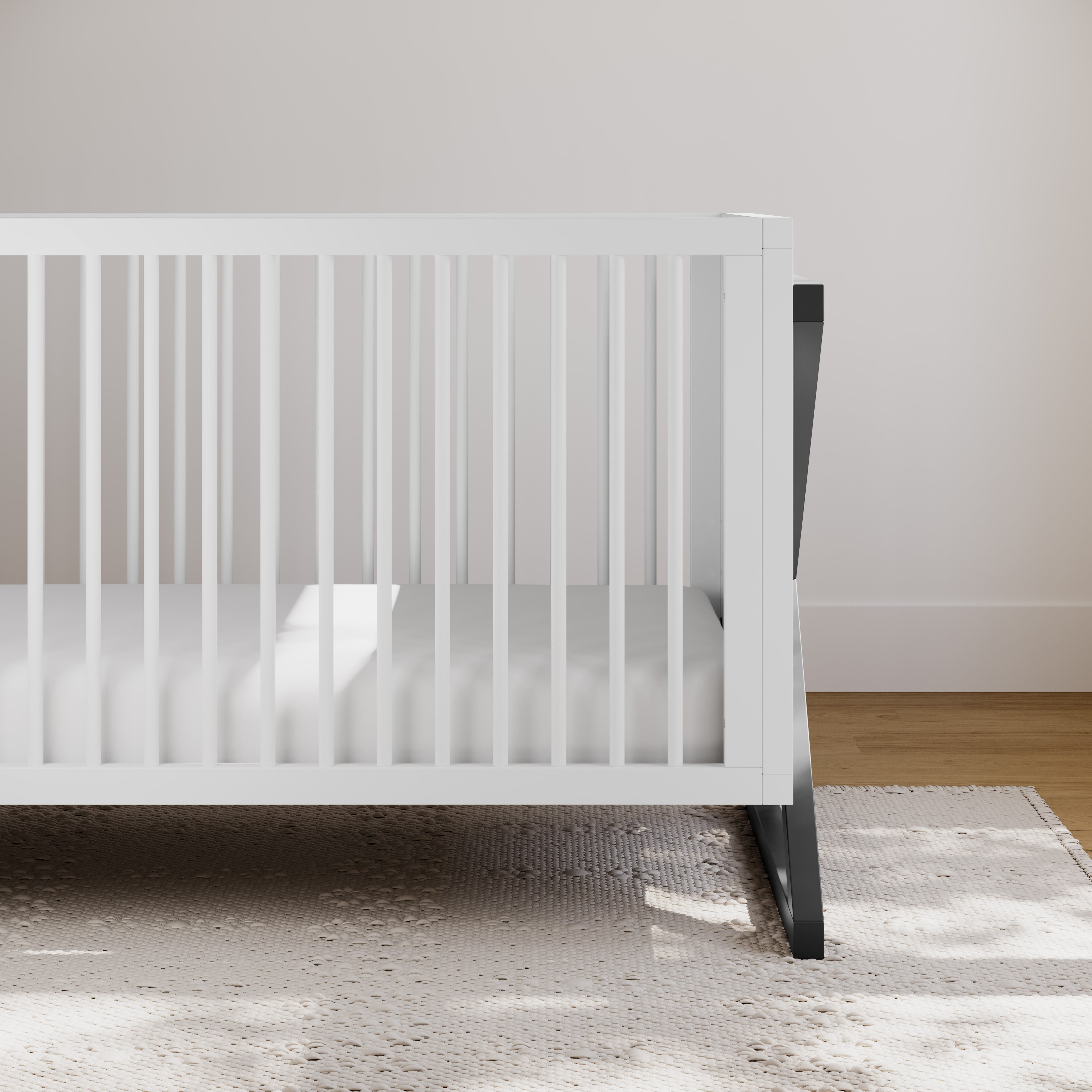 Storkcraft Equinox 3-in-1 Convertible Baby Crib, White with Gray
