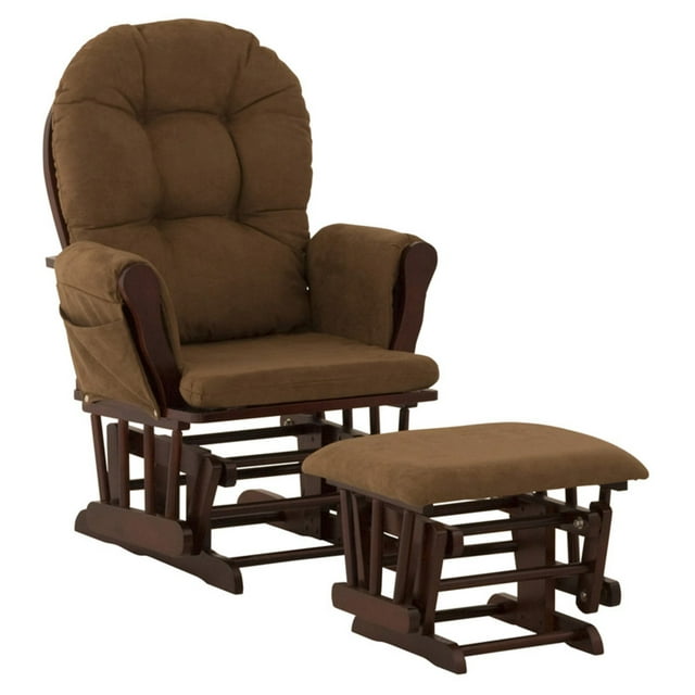 Storkcraft Hoop Glider and Ottoman Espresso with Chocolate Cushions