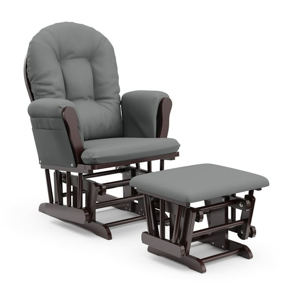 Storkcraft Hoop Infant Nursery Glider and Ottoman, Espresso with Gray