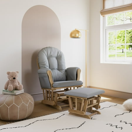 Storkcraft Hoop Infant Nursery Glider and Ottoman, Natural with Light Gray