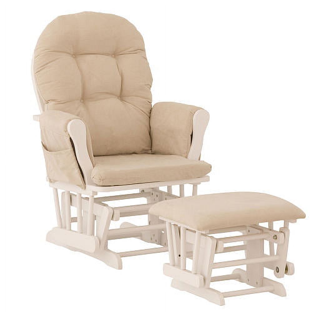 Storkcraft Hoop Glider and Ottoman White with Beige Cushions - image 1 of 7