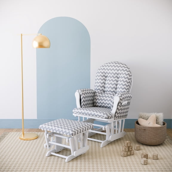 Storkcraft Hoop Infant Nursery Glider and Ottoman, White with Gray Chevron