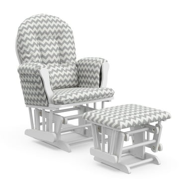 Storkcraft Hoop Infant Nursery Glider and Ottoman, White with Gray Chevron