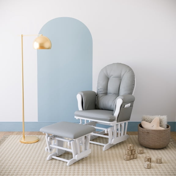 Storkcraft Hoop Infant Nursery Glider and Ottoman, White with Light Gray