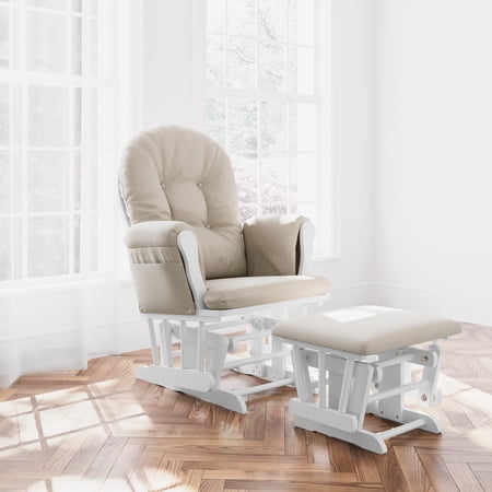 Storkcraft Hoop Infant Nursery Glider and Ottoman, White with Taupe Swirl