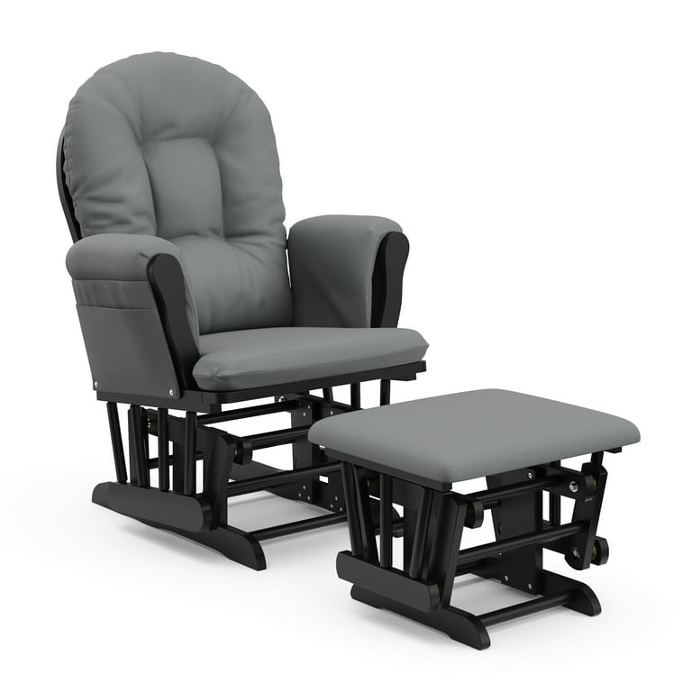 Storkcraft Hoop Infant Nursery Glider and Ottoman, Black with Gray