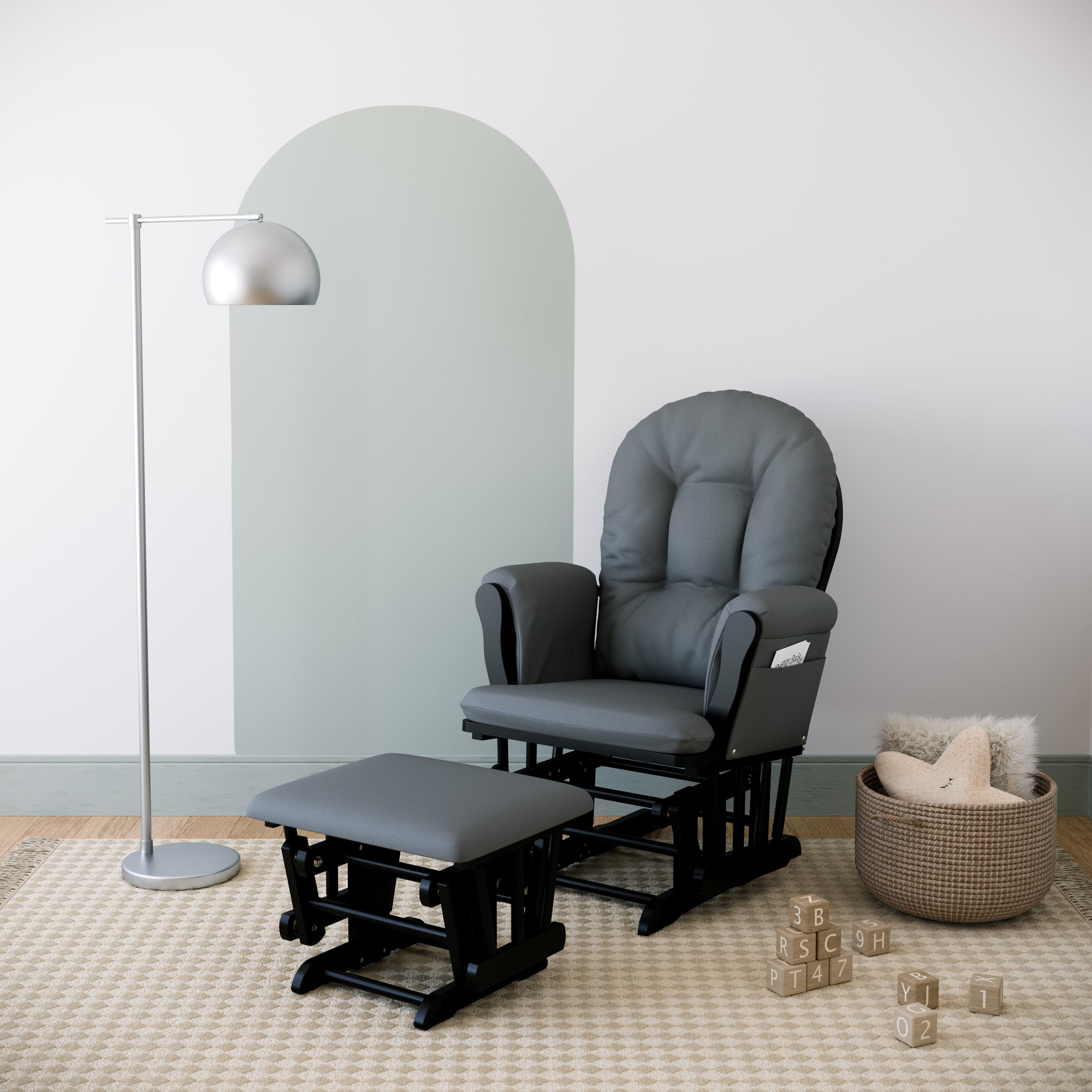 Storkcraft Hoop Infant Nursery Glider and Ottoman, Black with Gray