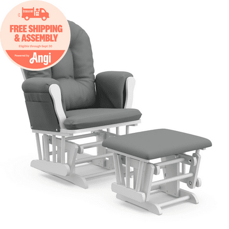 Storkcraft - Hoop Glider and Ottoman - White/Gray