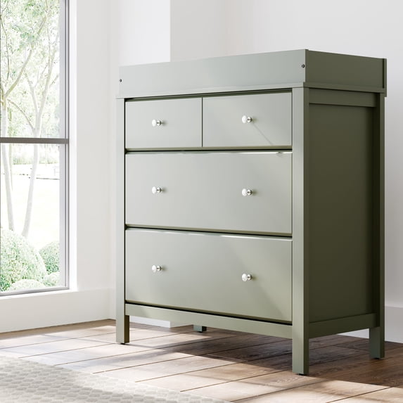 Storkcraft Horizon 3 Drawer Chest with Infant Changing Topper, Olive