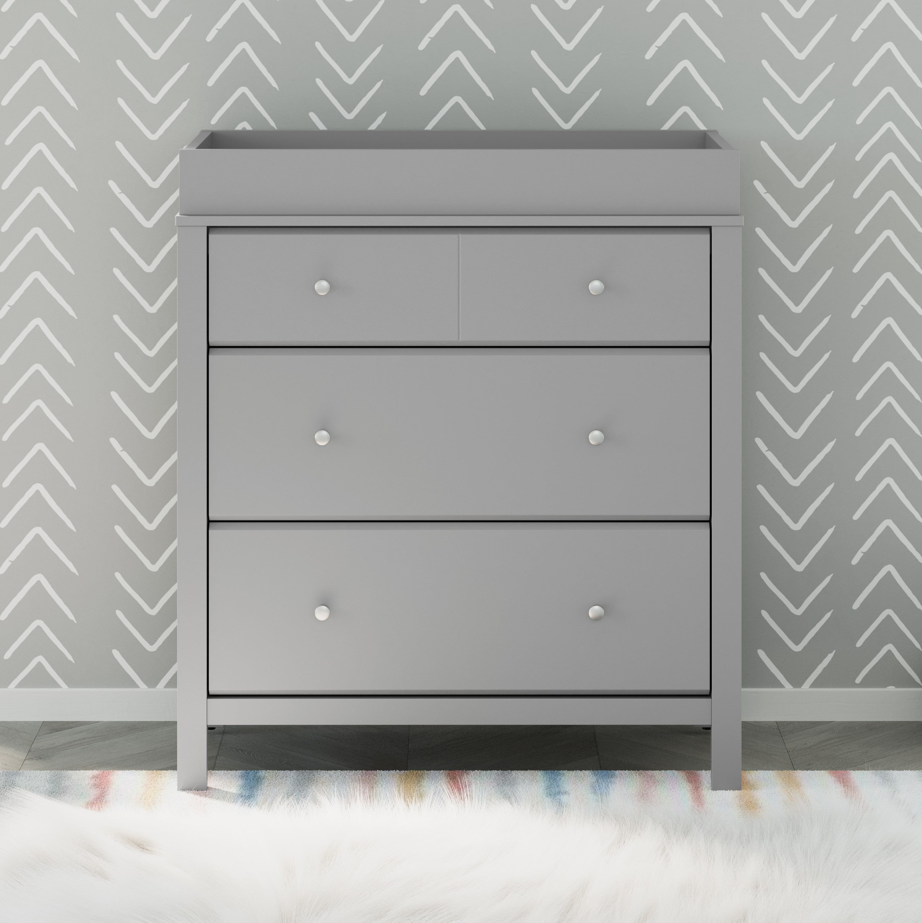 Storkcraft Horizon 3 Drawer Modern Baby Changing Dresser Pebble Gray