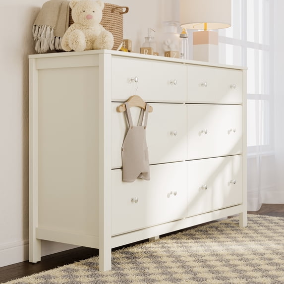 Storkcraft Horizon 6 Drawer Nursery Double Dresser, Frosted Oat