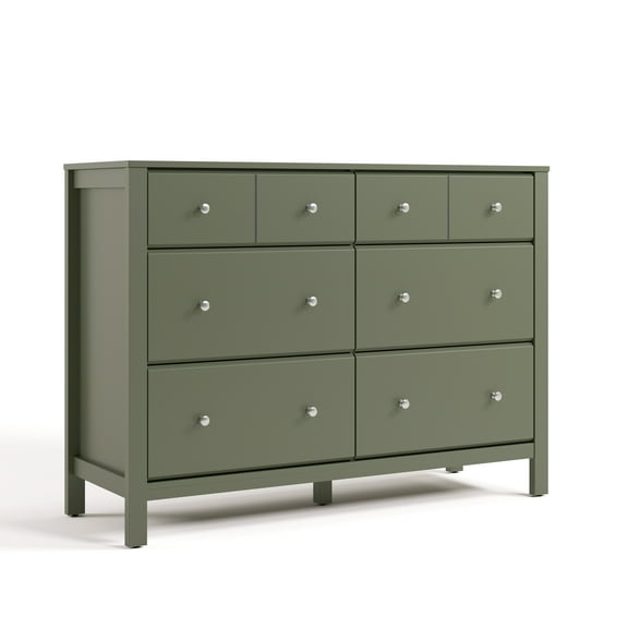 Storkcraft Horizon 6 Drawer Nursery Double Dresser, Olive
