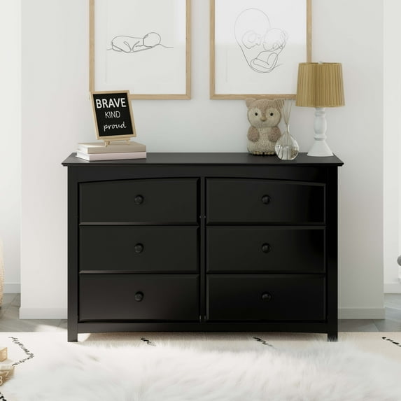 Storkcraft Kenton 6 Drawer Nursery Double Dresser, Black