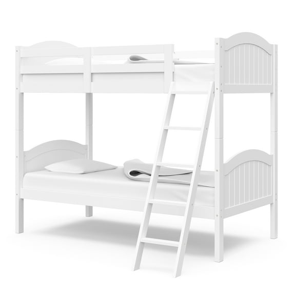 Storkcraft Lenox Classic Convertible Twin Bunk Bed for Bedroom White