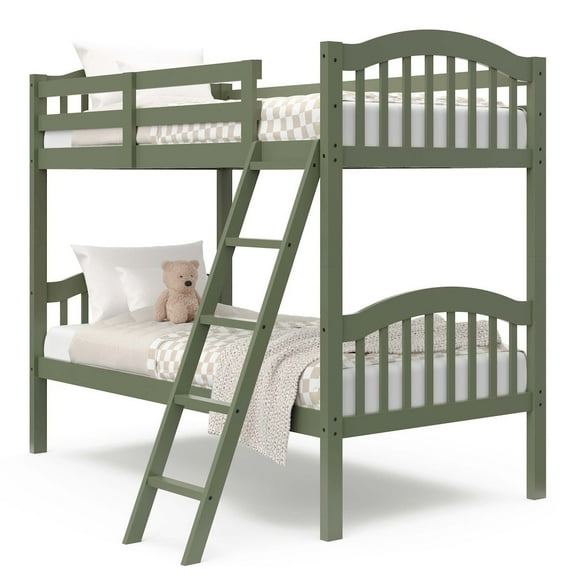 Storkcraft Long Horn Twin over Twin Bunk Bed, Olive