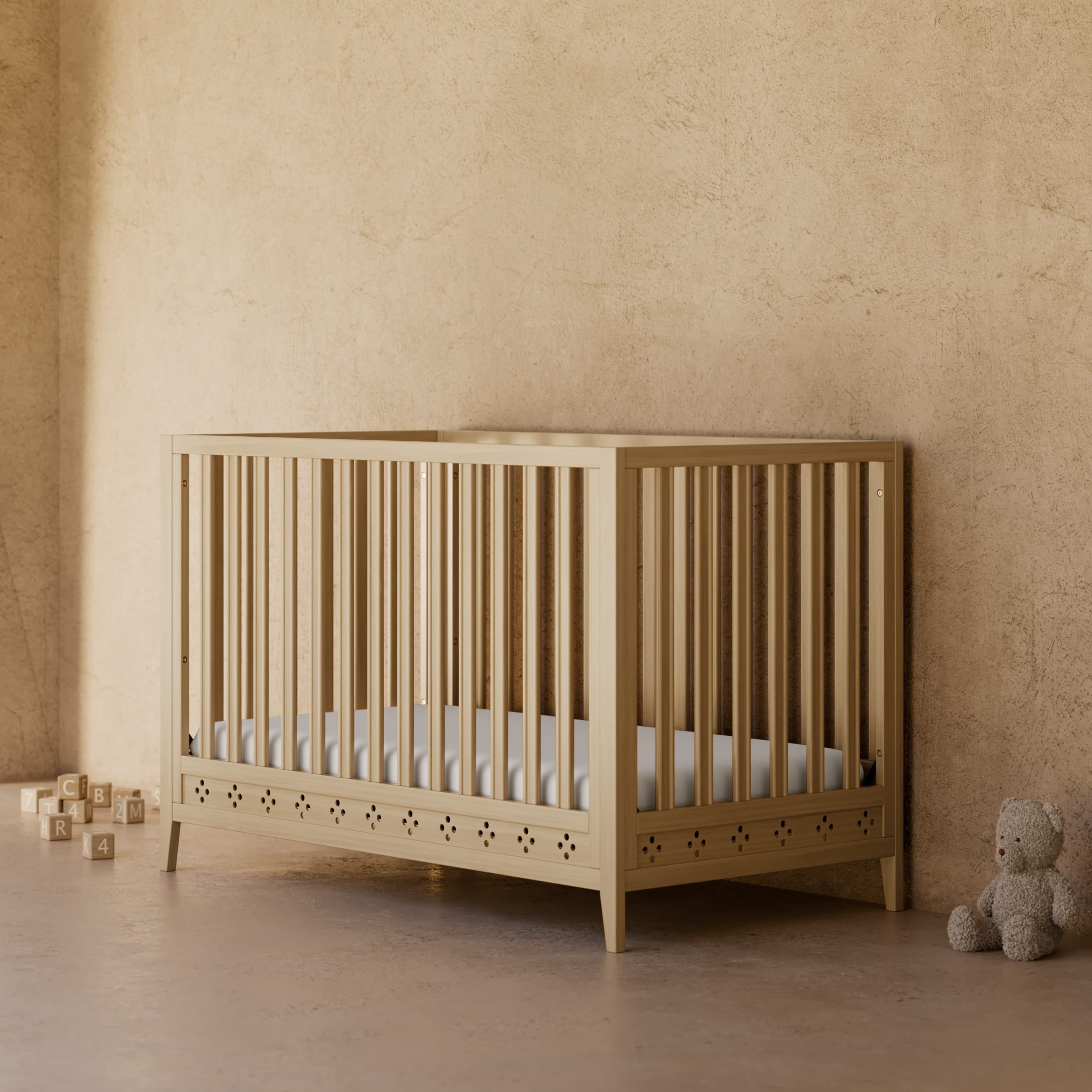 Storkcraft Mallorca 5-in-1 Convertible Crib with Bonus Toddler Guardrail, Driftwood