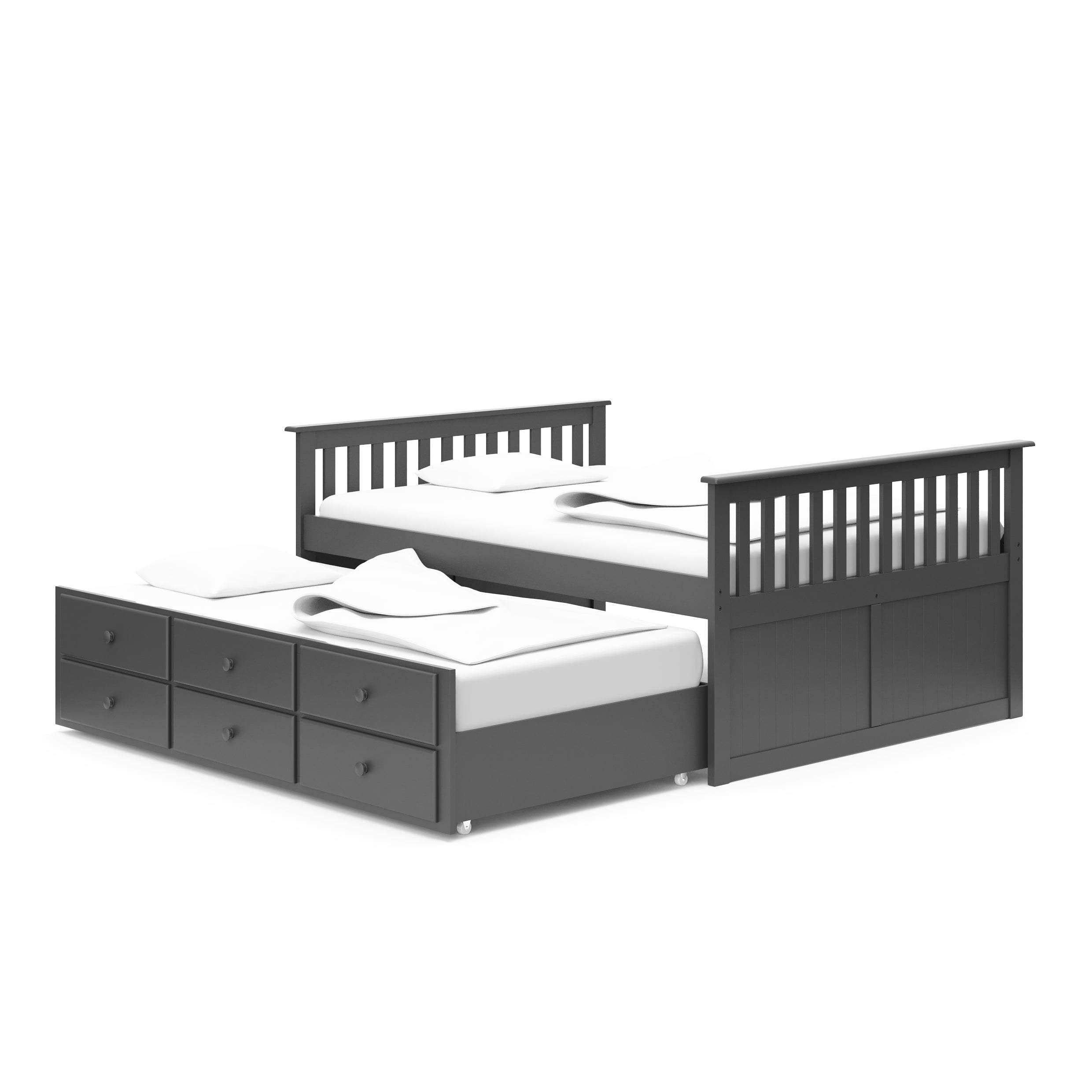Storkcraft Marco Island Full Captain’s Bed with Twin Trundle, Gray