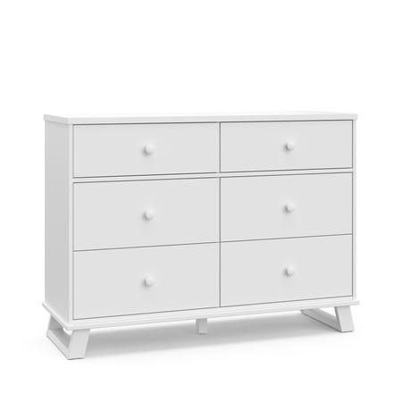 Storkcraft Modern 6-Drawer Kids and Baby Double Dresser, White