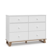 Storkcraft Modern 6 Drawer Dresser, White and Vintage Driftwood