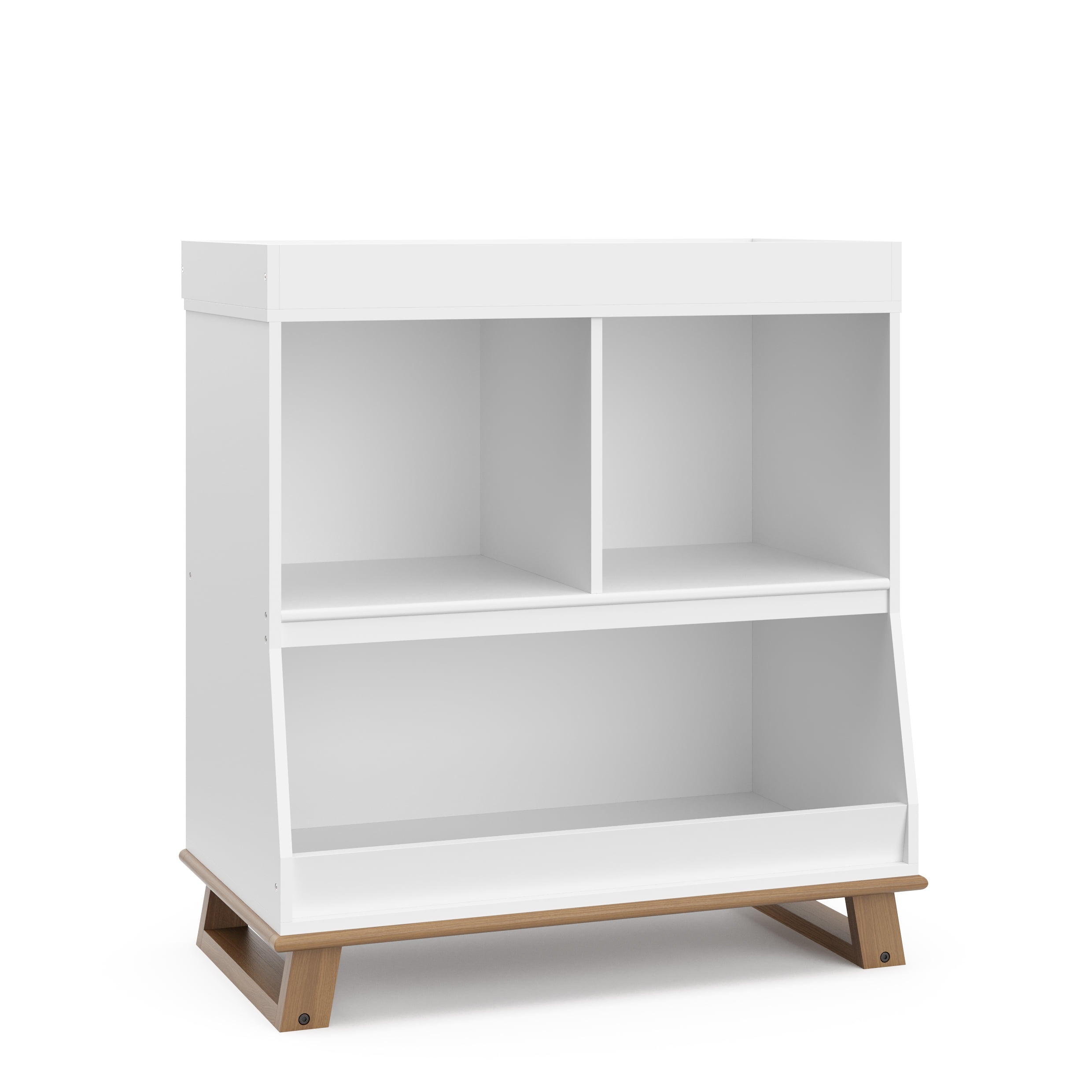 Storkcraft Modern Convertible Infant Changing Table, White with Vintage Driftwood