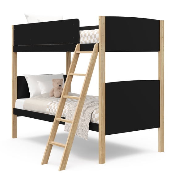 Storkcraft Next Delray Twin-over-Twin Bunk Bed, Black with Natural